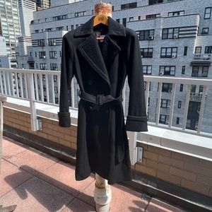 Black Cinzia Rocca Wool Trench Coat
